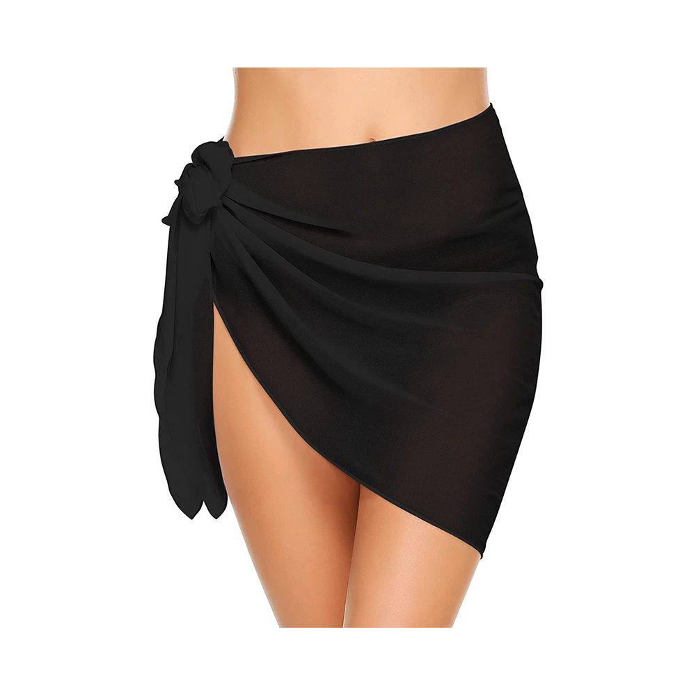 100% Polyester women beach chiffon wrap solid color sheer bikini sarong wraps