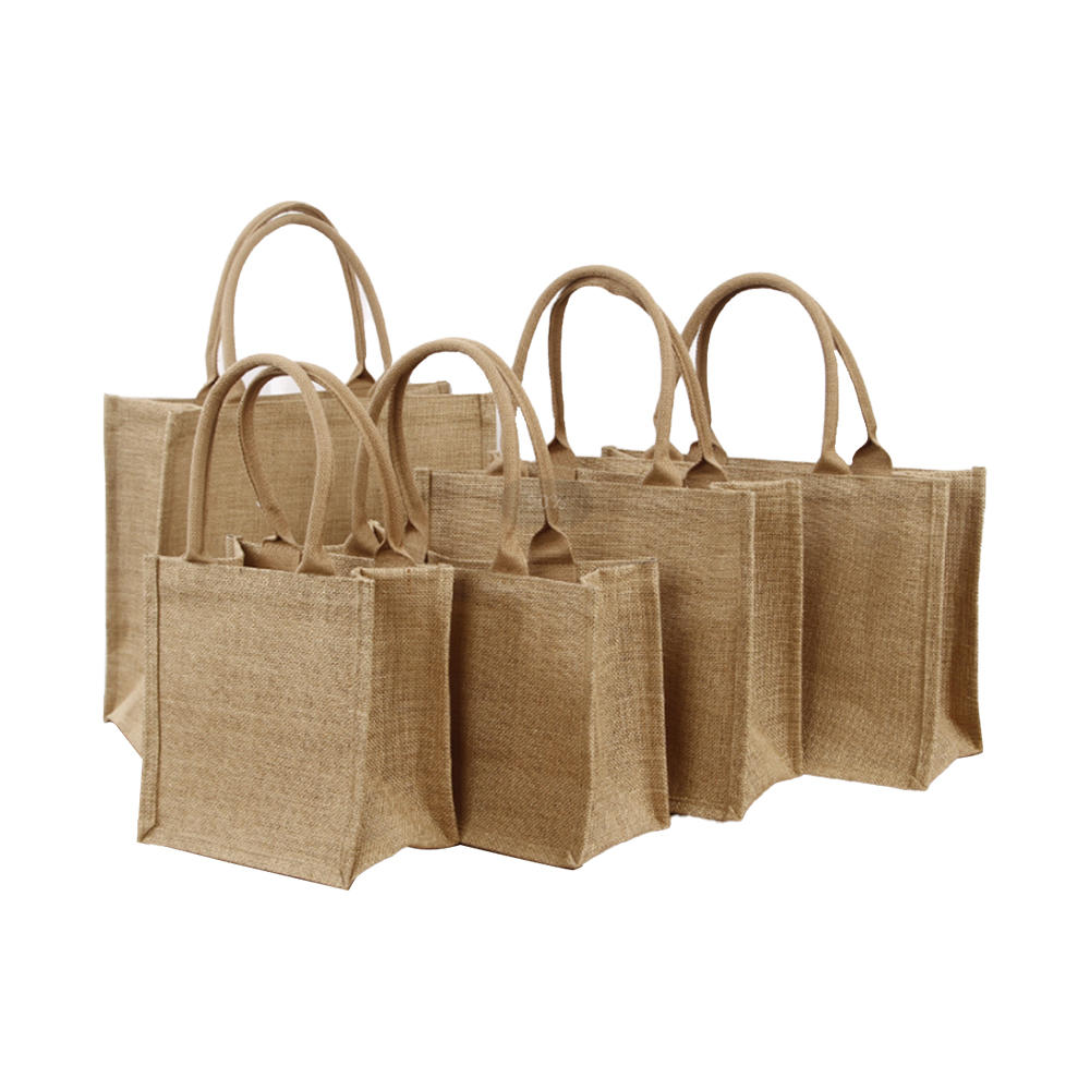 Burlaptote bag set jute tote bags with handles blank large burlap reusable grocery bags water resistant for bridesmaid gift travel shopping diy crafts bags