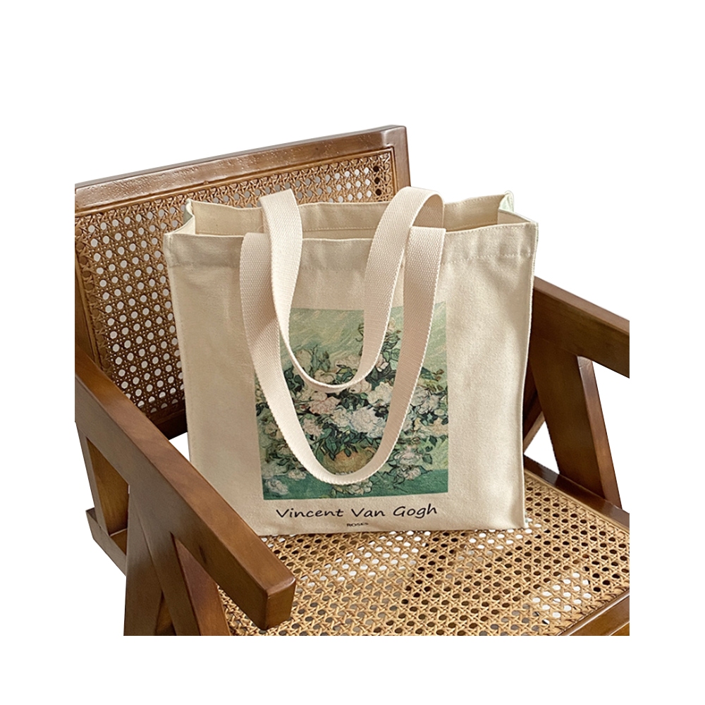 Canvas tote bag oil paiting shopping tote bag aesthetic reusable grocery shopping bag trendy school tote bag