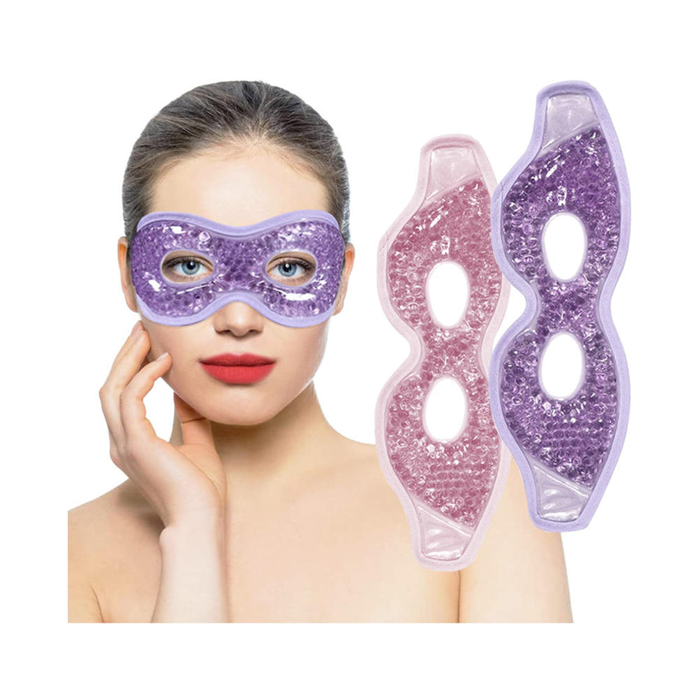 Cooling gel eye mask with eye holes reusable gel bead cold eye packs for puffy eyes & swelling