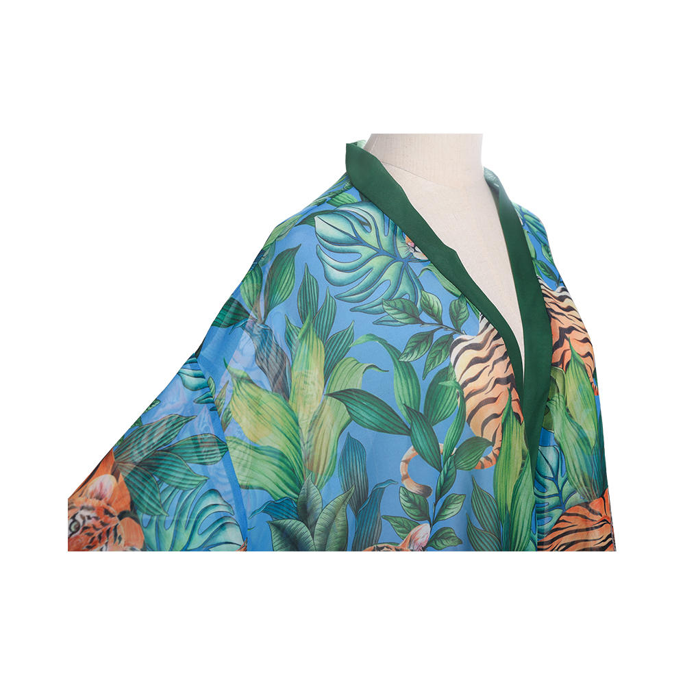 Digital printing chiffon women summer bikini kimono bathing suit cover ups for swimwear