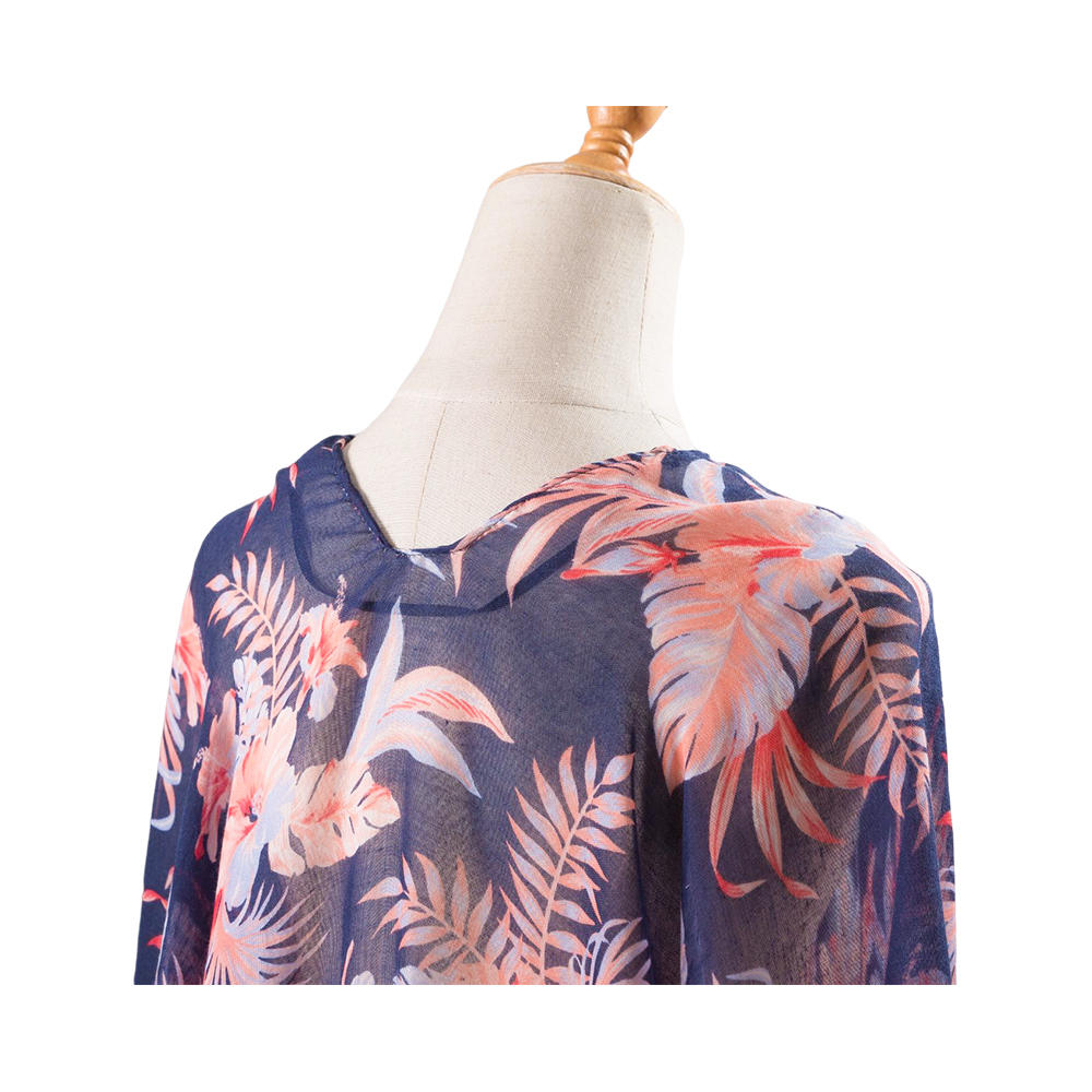Voile tassel summer thin floral printing chiffon elegant shawls for women
