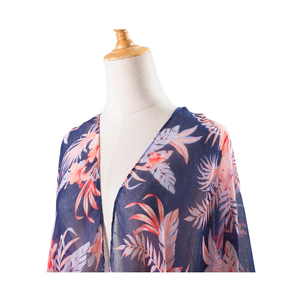 Voile tassel summer thin floral printing chiffon elegant shawls for women