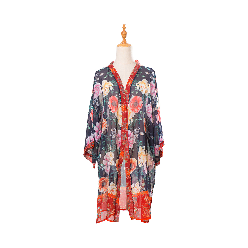 Kimonos for women summer beach cover up sheer cardigan chiffon floral cover up loose casual top blouse