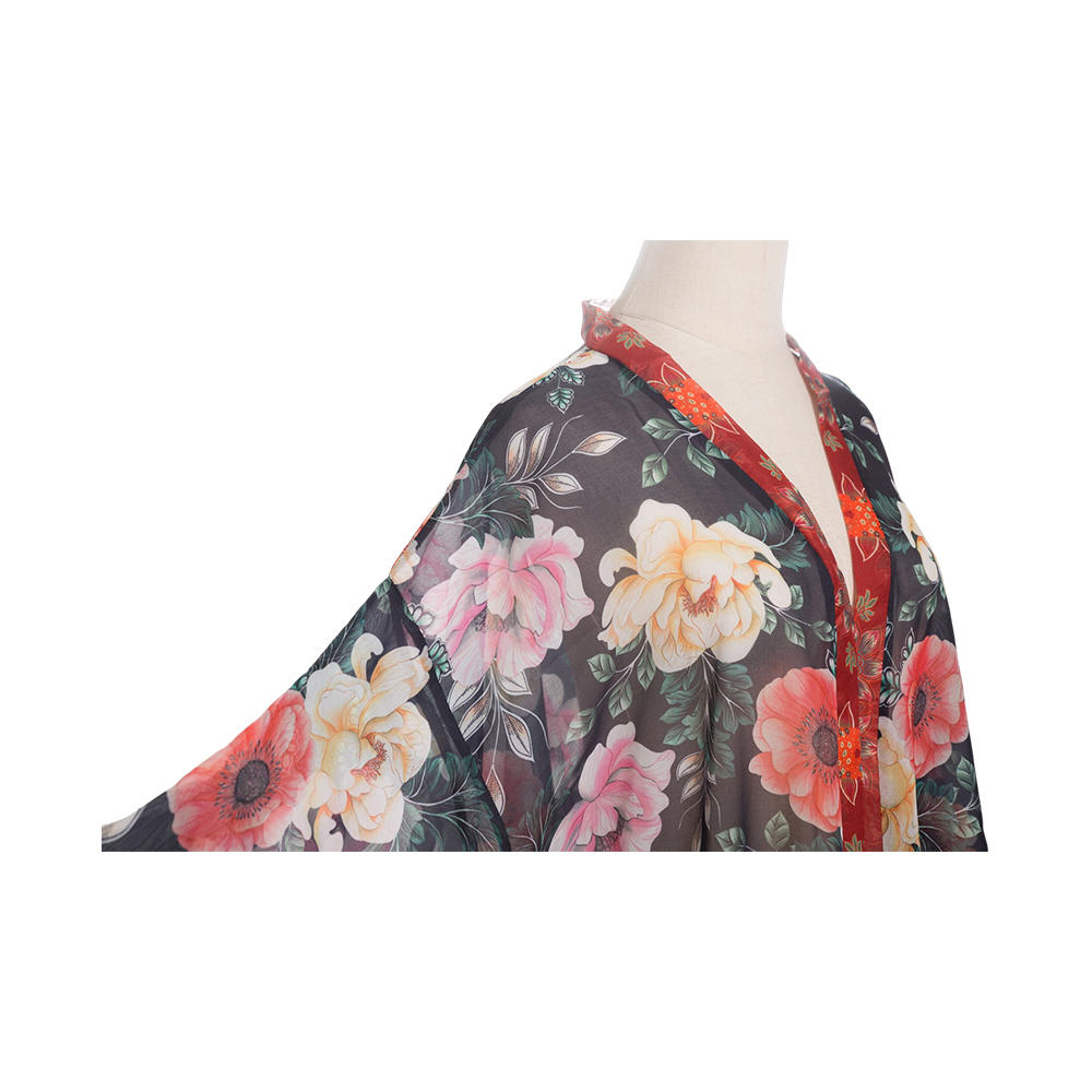 Kimonos for women summer beach cover up sheer cardigan chiffon floral cover up loose casual top blouse