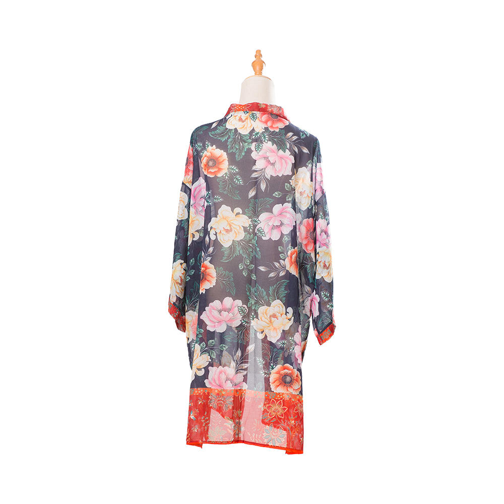 Kimonos for women summer beach cover up sheer cardigan chiffon floral cover up loose casual top blouse