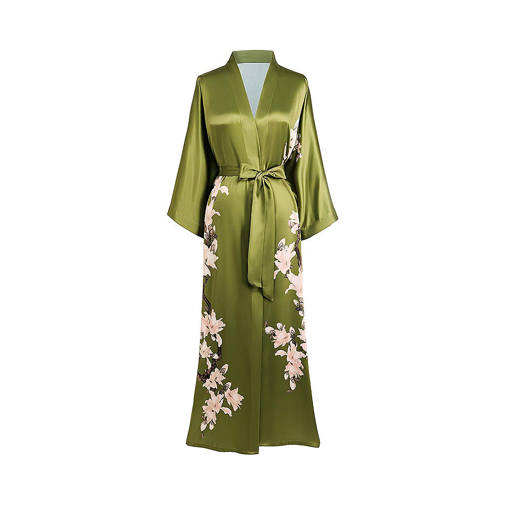 Kimono robe cover up long floral satin sleepwear silky bathrobe bachelorette robe