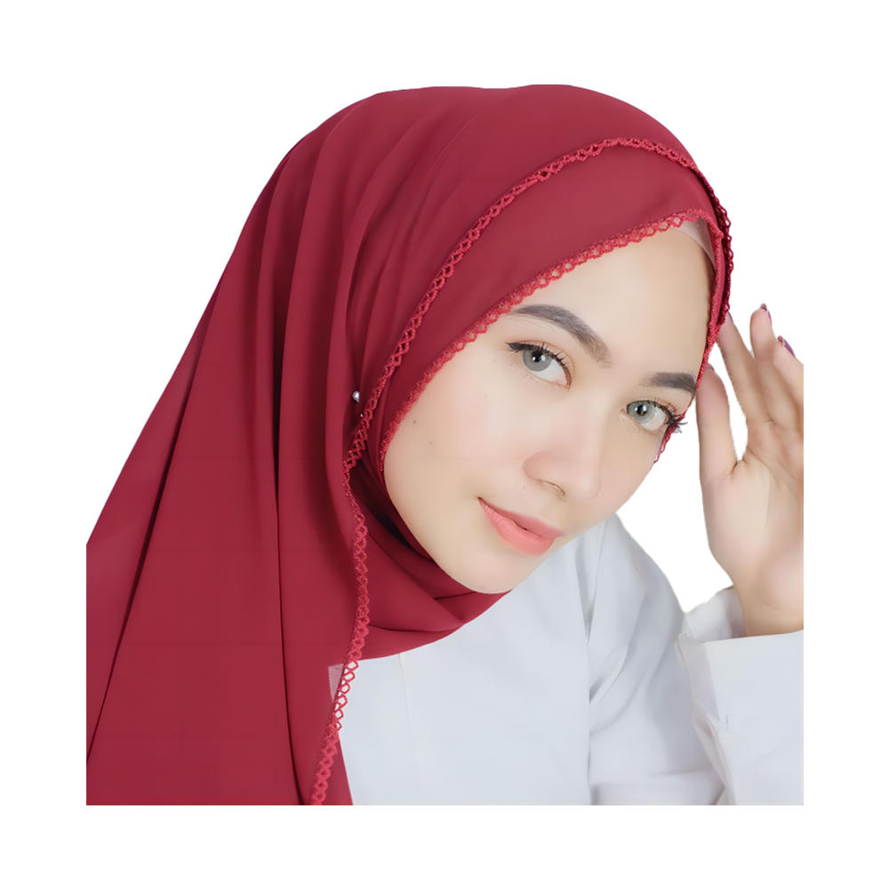 Muslim jersey pearl chiffon women fashion curved teeth edge hijab turqu scarf for women
