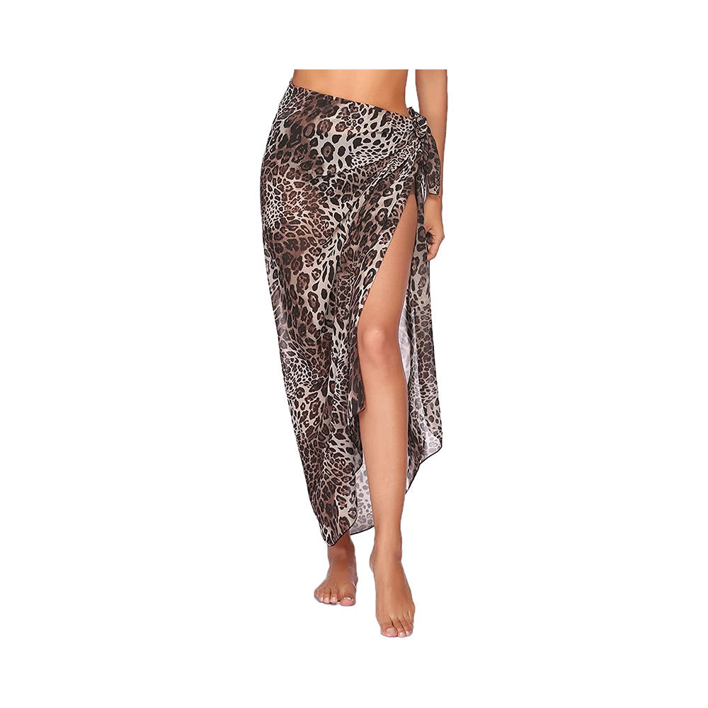 Pringting leopard women's swimsuit cover up summer beach sarong wrap skirt chiffon swimwear bikini cover-ups