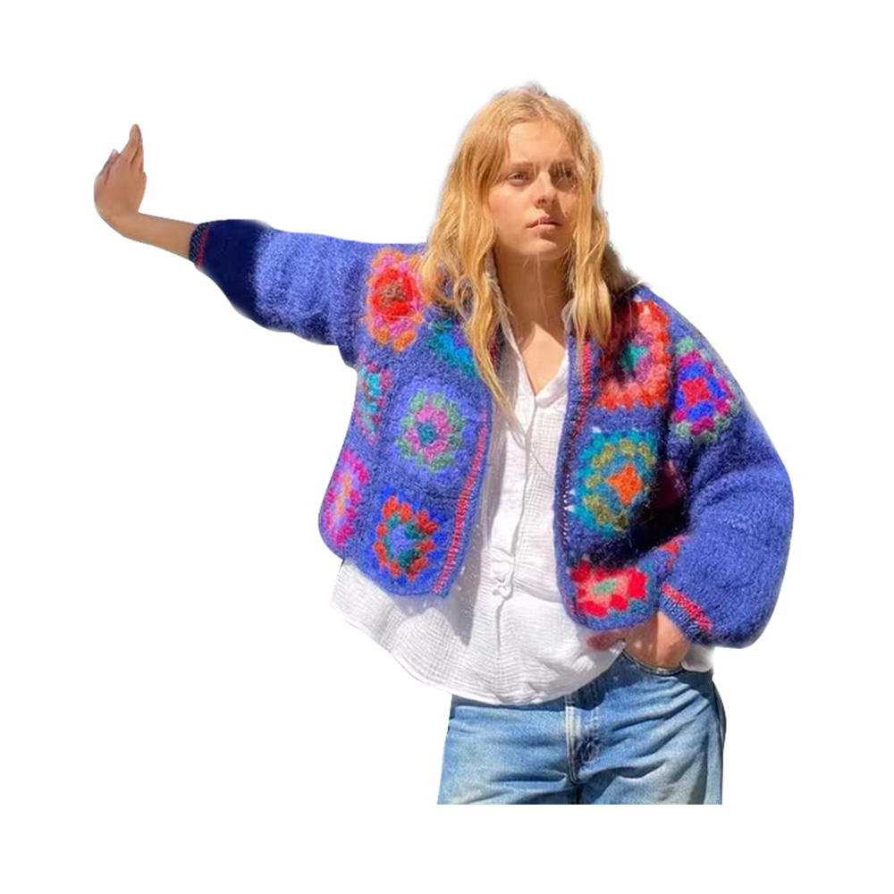 Crochet size colorful cardigan cute rainbow sweater white granny square cardigans size color patchwork lady