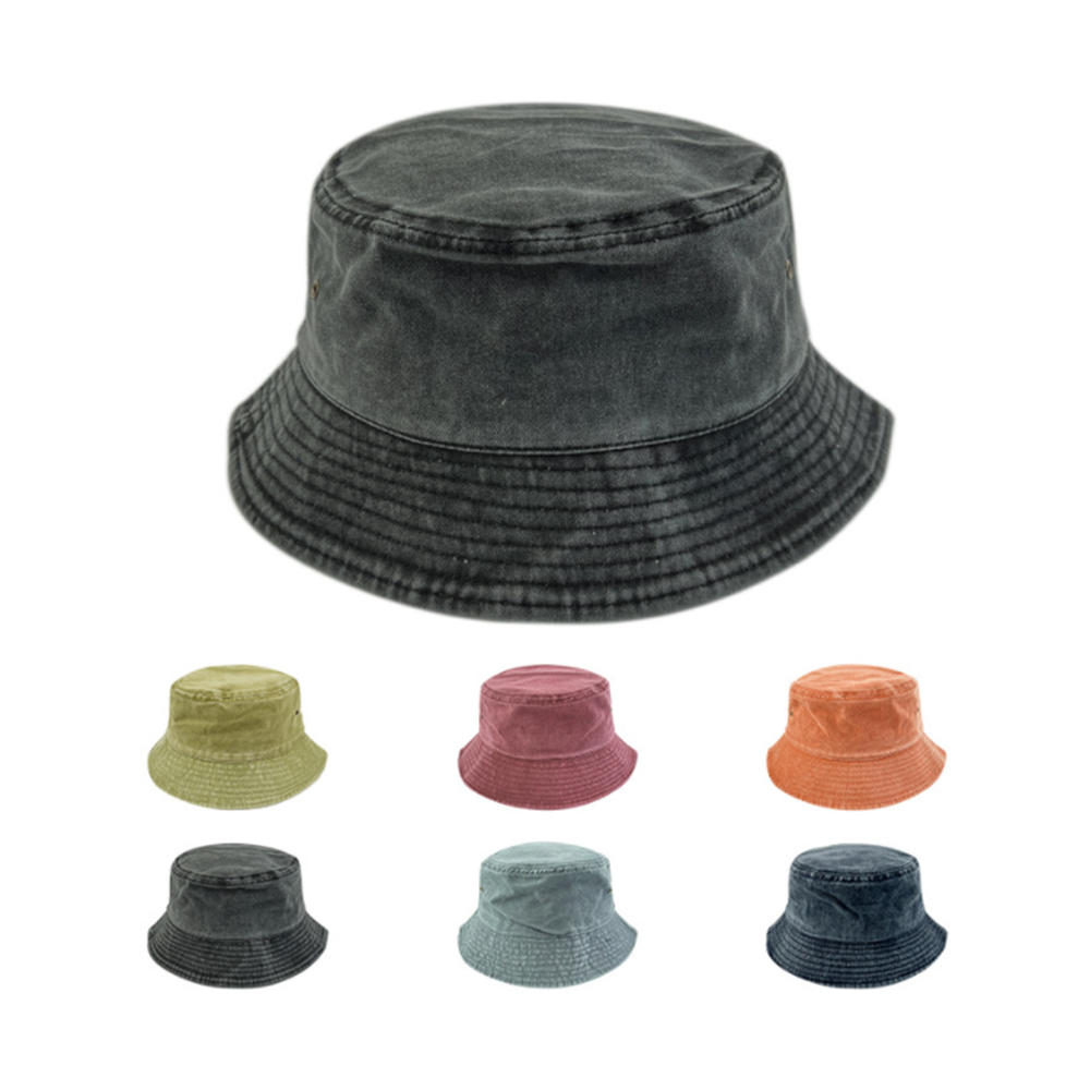100% Wash cotton bucket hats packable summer outdoor cap travel beach sun hat plain colors for men women